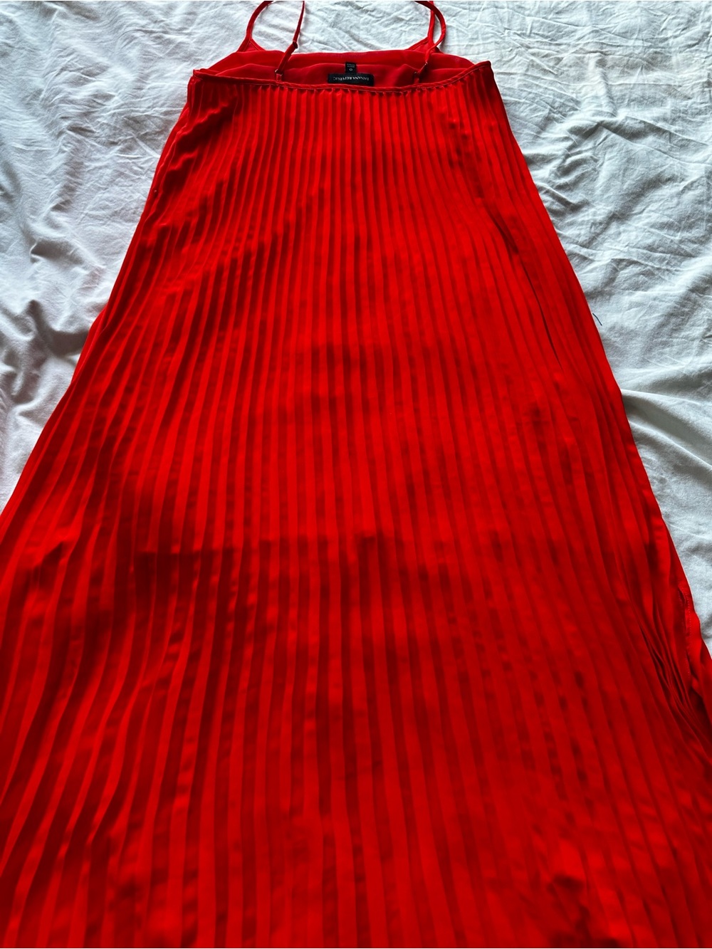 Banana Republic Minimalist Pleated Slip Maxi Dress Bright Red US 0 - Picture 10 of 13